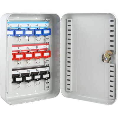 HMF 12515-07 Schlüsselkasten Abschließbar 15 Haken 25 x 17 x 7 cm Lichtgrau HMF 12515-07 Schlüsselkasten Abschließbar 15 Haken 25 x 17 x 7 cm Lichtgrau