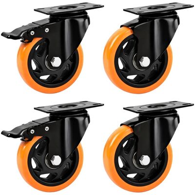 Relaxdays Lenkrollen 4er Set Stahl Kunststoff Schwarz Orange mit Bremse 100 mm Relaxdays Lenkrollen 4er Set Stahl Kunststoff Schwarz Orange mit Bremse 100 mm