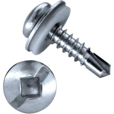 GOEBEL 500 Bohrschrauben EPDM Scheibe Linsenkopf 4,2 x 16,0mm Edelstahl A2 vierkant Schrauben GOEBEL 500 Bohrschrauben EPDM Scheibe Linsenkopf 4,2 x 16,0mm Edelstahl A2 vierkant Schrauben