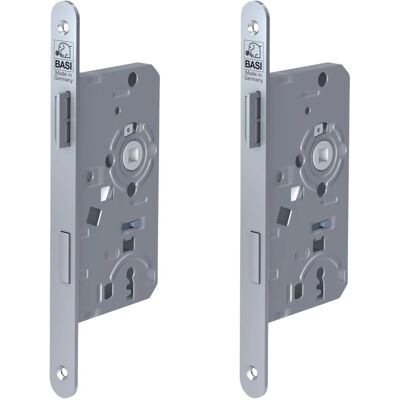Basi - Einsteck-Zimmertürschloss - SET - 2x ES 922 - Lochung: Buntbart - Stulp abgerundet - DIN Rechts - 2x9220-5511 Basi - Einsteck-Zimmertürschloss - SET - 2x ES 922 - Lochung: Buntbart - Stulp abgerundet - DIN Rechts - 2x9220-5511