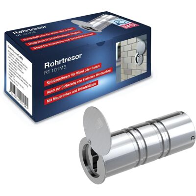 Basi - Rohrtresor - RT 101-MS - Aluminium - Verschluss aus Edelstahl - mit Maueranker & Schutzklappe - 2140-0004 Basi - Rohrtresor - RT 101-MS - Aluminium - Verschluss aus Edelstahl - mit Maueranker & Schutzklappe - 2140-0004