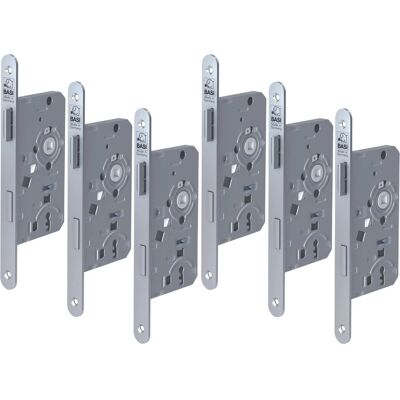 Basi - Einsteck-Zimmertürschloss - SET - 6x ES 922 - Lochung: Buntbart - Stulp abgerundet - DIN Rechts - 6x9220-5511 Basi - Einsteck-Zimmertürschloss - SET - 6x ES 922 - Lochung: Buntbart - Stulp abgerundet - DIN Rechts - 6x9220-5511