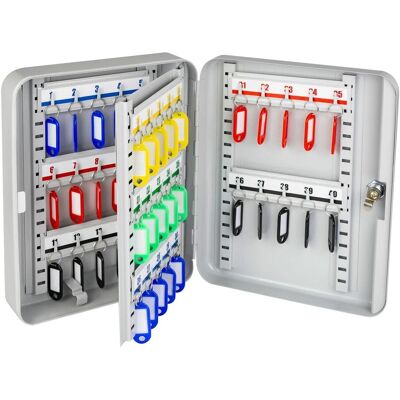 HMF 13040-07 Schlüsselkasten Abschließbar 40 Haken 30 x 24 x 7 cm Lichtgrau HMF 13040-07 Schlüsselkasten Abschließbar 40 Haken 30 x 24 x 7 cm Lichtgrau