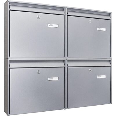 Burg Wächter Burg-Wächter Briefkastenanlage 4 Parteien Silber 72x64x10cm Groß / Inkl Montagematerial & 2 Schlüsseln Burg Wächter Burg-Wächter Briefkastenanlage 4 Parteien Silber 72x64x10cm Groß / Inkl Montagematerial & 2 Schlüsseln