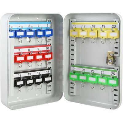 HMF 12525-07 Schlüsselkasten Abschließbar 25 Haken 25 x 17 x 7 cm Lichtgrau HMF 12525-07 Schlüsselkasten Abschließbar 25 Haken 25 x 17 x 7 cm Lichtgrau