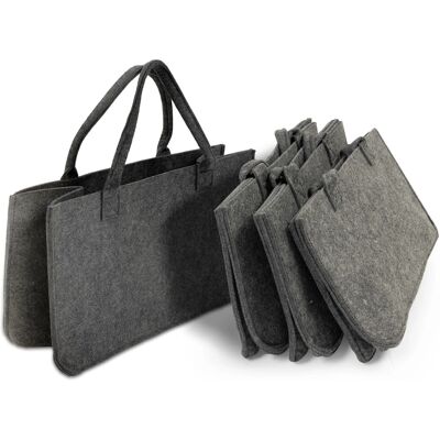 KARAT Filztasche Conny Kaminholztasche 4er Set Einkaufstasche Faltbar Anthrazit KARAT Filztasche Conny Kaminholztasche 4er Set Einkaufstasche Faltbar Anthrazit