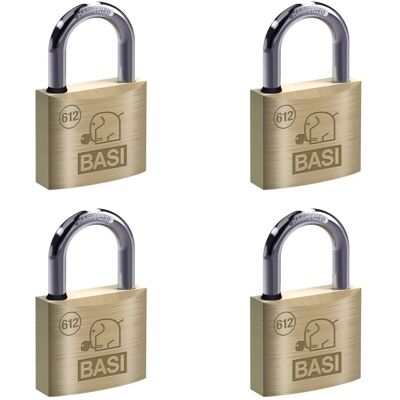 Basi - Vorhangschloss - SET - 4x VHS 612 - 50 mm - Gleichschließend - mit Wasserstop - inkl. 2 Schlüssel pro Schloss - Messinggehäuse Basi - Vorhangschloss - SET - 4x VHS 612 - 50 mm - Gleichschließend - mit Wasserstop - inkl. 2 Schlüssel pro Schloss - Messinggehäuse