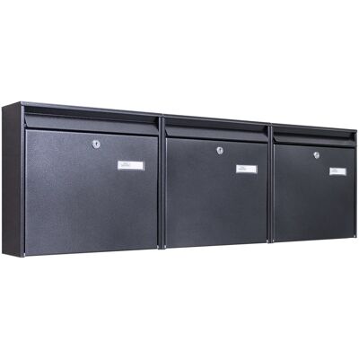 Burg Wächter Burg-Wächter Briefkastenanlage 3 Parteien Schwarz 109x32x10cm Groß / Inkl Montagematerial & 2 Schlüsseln Burg Wächter Burg-Wächter Briefkastenanlage 3 Parteien Schwarz 109x32x10cm Groß / Inkl Montagematerial & 2 Schlüsseln