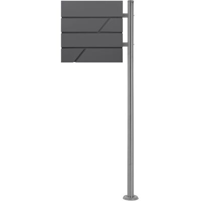ML-Design Standbriefkasten Anthrazit mit Zeitungsfach Pfosten Silber Edelstahl ML-Design Standbriefkasten Anthrazit mit Zeitungsfach Pfosten Silber Edelstahl