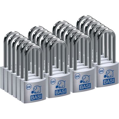 Basi - Vorhangschloss - SET - 24x VHS 630H - 40 mm - Gleichschließend - Bügelhöhe - 40 mm - inkl. 2 Schlüssel pro Schloss - Aluminiumgehäuse Basi - Vorhangschloss - SET - 24x VHS 630H - 40 mm - Gleichschließend - Bügelhöhe - 40 mm - inkl. 2 Schlüssel pro Schloss - Aluminiumgehäuse