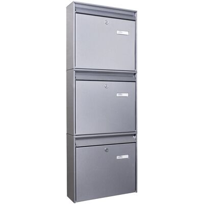 Burg Wächter Burg-Wächter Briefkastenanlage 3 Parteien Silber 36x97x10cm Groß / Inkl Montagematerial & 2 Schlüsseln Burg Wächter Burg-Wächter Briefkastenanlage 3 Parteien Silber 36x97x10cm Groß / Inkl Montagematerial & 2 Schlüsseln