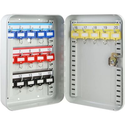 HMF 12520-07 Schlüsselkasten Abschließbar 20 Haken 25 x 17 x 7 cm Lichtgrau HMF 12520-07 Schlüsselkasten Abschließbar 20 Haken 25 x 17 x 7 cm Lichtgrau