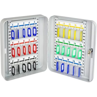 HMF 13030-07 Schlüsselkasten Abschließbar 30 Haken 30 x 24 x 7 cm Lichtgrau HMF 13030-07 Schlüsselkasten Abschließbar 30 Haken 30 x 24 x 7 cm Lichtgrau