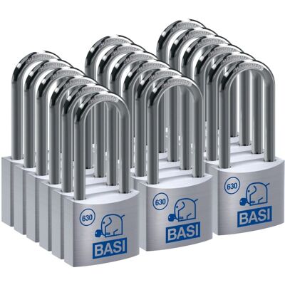Basi - Vorhangschloss - SET - 18x VHS 630H - 30 mm - Gleichschließend - Bügelhöhe - 63 mm - inkl. 2 Schlüssel pro Schloss - Aluminiumgehäuse Basi - Vorhangschloss - SET - 18x VHS 630H - 30 mm - Gleichschließend - Bügelhöhe - 63 mm - inkl. 2 Schlüssel pro Schloss - Aluminiumgehäuse