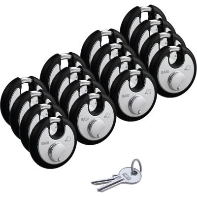 Basi - Rundbügel-Vorhangschloss - SET - 16x RVS 610W - 70 mm - Schwarz - Gleichschließend - Edelstahlgehäuse - Witterungsschutz Basi - Rundbügel-Vorhangschloss - SET - 16x RVS 610W - 70 mm - Schwarz - Gleichschließend - Edelstahlgehäuse - Witterungsschutz