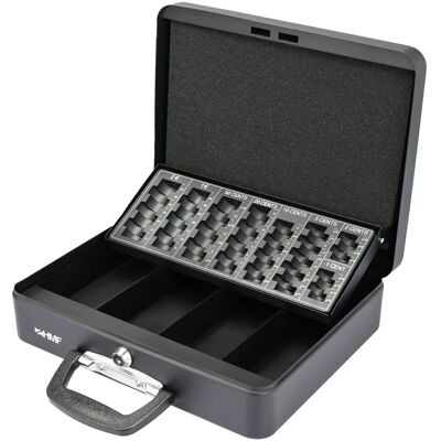 HMF 10016-02 Geldkassette Münzzählbrett Koffertragegriff 30 x 24 x 8 cm Schwarz HMF 10016-02 Geldkassette Münzzählbrett Koffertragegriff 30 x 24 x 8 cm Schwarz