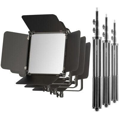Walimex Pro 3X Led Niova 100-F Pro 100W Bi-Color Flächenleuchte 3X Lampenstativ Walimex Pro 3X Led Niova 100-F Pro 100W Bi-Color Flächenleuchte 3X Lampenstativ