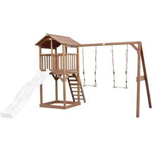 Axi Beach Tower Spielturm m. Doppelschaukel Braun u Weißer Rutsche Axi Beach Tower Spielturm m. Doppelschaukel Braun u Weißer Rutsche