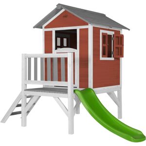 Axi Lodge XL Spielhaus Skandinavisches Rot mit Lindgrüner Rutsche Axi Lodge XL Spielhaus Skandinavisches Rot mit Lindgrüner Rutsche