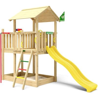 Jungle Gym Spielturm Marvel Holz Rutschstange und Rutsche Gelb Jungle Gym Spielturm Marvel Holz Rutschstange und Rutsche Gelb