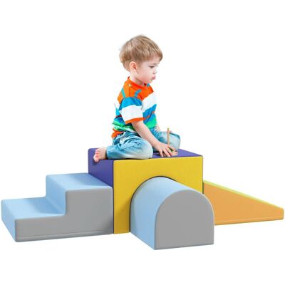 HOMCOM Bausteinset Kunstleder Schaumstoff Blau 150L x 50B x 39H cm HOMCOM Bausteinset Kunstleder Schaumstoff Blau 150L x 50B x 39H cm