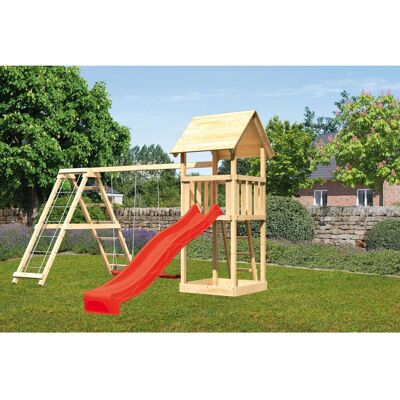 Karibu Lotti Spielturm - Natur Fichte - 2,5m Rutsche - Kinderspielanlage Karibu Lotti Spielturm - Natur Fichte - 2,5m Rutsche - Kinderspielanlage