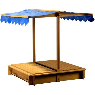 DOBAR Quadratischer Holzsandkasten - 120x120x119 cm - Blau - Kinderspielzeug DOBAR Quadratischer Holzsandkasten - 120x120x119 cm - Blau - Kinderspielzeug