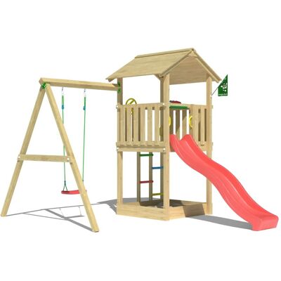 Jungle Gym Spielturm Beacon Holz mit Einzelschaukel Rutsche Rot Jungle Gym Spielturm Beacon Holz mit Einzelschaukel Rutsche Rot