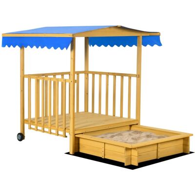 Outsunny - Sandkasten mit Spielhaus - Naturholz - Sandkasten Outsunny - Sandkasten mit Spielhaus - Naturholz - Sandkasten