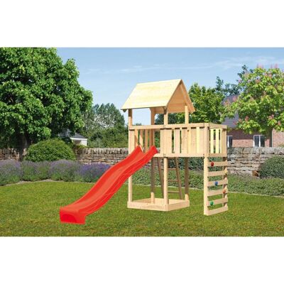 Karibu Spielturm Lotti mit Anbauplattform Kletterwand Rutsche Rot Karibu Spielturm Lotti mit Anbauplattform Kletterwand Rutsche Rot