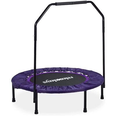 Relaxdays Trampolin mit Haltestange Stahl Kunststoff Nylon Lila Klappbar Rutschfest Belastbar 26 cm x ø 102 cm 10,8 kg Relaxdays Trampolin mit Haltestange Stahl Kunststoff Nylon Lila Klappbar Rutschfest Belastbar 26 cm x ø 102 cm 10,8 kg