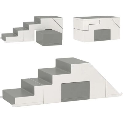 HOMCOM Kinder-Softplay-Set Kunstleder Schaumstoff Grau 147L x 49B x 47H cm HOMCOM Kinder-Softplay-Set Kunstleder Schaumstoff Grau 147L x 49B x 47H cm