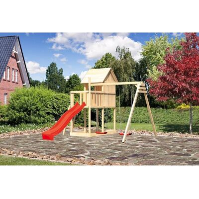 Karibu Frieda Spielhaus - Holzspielhaus mit 2,5m Rutsche Karibu Frieda Spielhaus - Holzspielhaus mit 2,5m Rutsche
