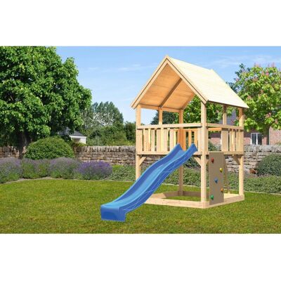 Karibu Spielturm Luis Satteldach Kletterwand Rutsche Blau Karibu Spielturm Luis Satteldach Kletterwand Rutsche Blau