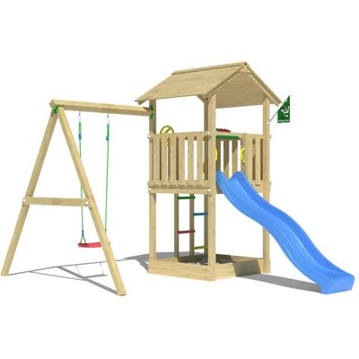 Jungle Gym Spielturm Beacon Holz mit Einzelschaukel Rutsche Blau Jungle Gym Spielturm Beacon Holz mit Einzelschaukel Rutsche Blau