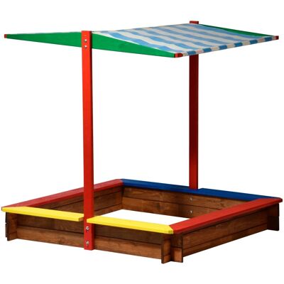 Dobar Sandkasten XL Holz mit Dach Bunt 120 cm x 120 cm x 125 cm FSC® Dobar Sandkasten XL Holz mit Dach Bunt 120 cm x 120 cm x 125 cm FSC®