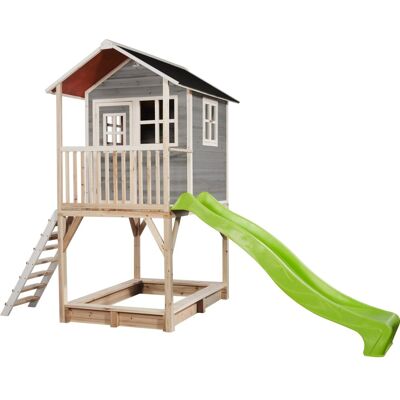 Exit Toys Holzspielhaus mit Veranda, Rutsche und Sandkasten - Spielhaus Exit Toys Holzspielhaus mit Veranda, Rutsche und Sandkasten - Spielhaus