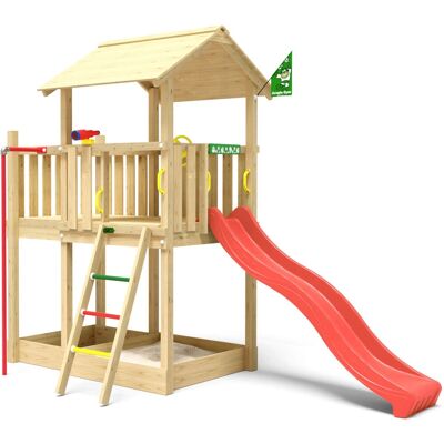 Jungle Gym Spielturm Marvel Holz Rutschstange und Rutsche Rot Jungle Gym Spielturm Marvel Holz Rutschstange und Rutsche Rot