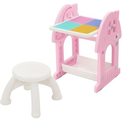 Joyz 2in1 Tafel-Spieltisch mit Kinderhocker Rosa-Weiß Staffelei Stuhl Joyz 2in1 Tafel-Spieltisch mit Kinderhocker Rosa-Weiß Staffelei Stuhl