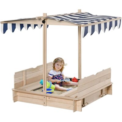 Outsunny Sandkasten aus Holz mit Dach Abnehmbar 106 x 106 x 121 cm Outsunny Sandkasten aus Holz mit Dach Abnehmbar 106 x 106 x 121 cm