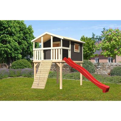 Karibu Stelzenhaus Benjamin Set Terragrau Holzrampe Rutsche 3 m Rot Karibu Stelzenhaus Benjamin Set Terragrau Holzrampe Rutsche 3 m Rot