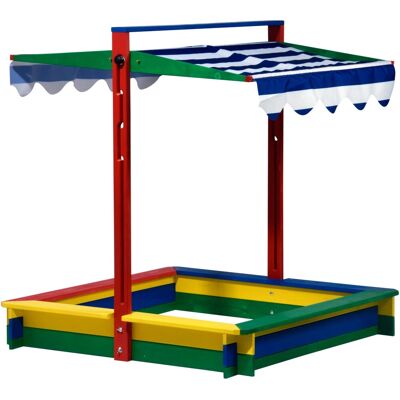 DOBAR Quadratischer Sandkasten - Bunt - 120x120x120 cm DOBAR Quadratischer Sandkasten - Bunt - 120x120x120 cm