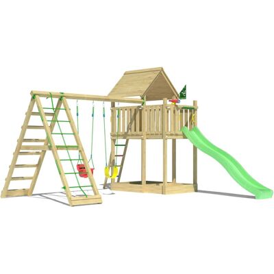 Jungle Gym Spiel Canopy Holz Doppelschaukel Kletterbock Rutsche Hellgrün Jungle Gym Spiel Canopy Holz Doppelschaukel Kletterbock Rutsche Hellgrün