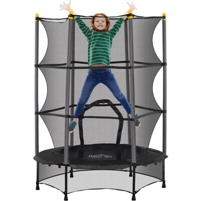 HOMCOM Kids Trampoline Stahl Kunststoff Schwarz 140L x 140B x 190H cm HOMCOM Kids Trampoline Stahl Kunststoff Schwarz 140L x 140B x 190H cm