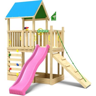 Jungle Gym Spielturm Wonder Holz mit Planendach Kletterrampe Rutsche Fuchsia Jungle Gym Spielturm Wonder Holz mit Planendach Kletterrampe Rutsche Fuchsia