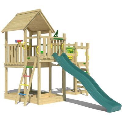Jungle Gym Spielturm Lookout Holz Wackelbrücke Kletterrampe Rutsche Dunkelgrün Jungle Gym Spielturm Lookout Holz Wackelbrücke Kletterrampe Rutsche Dunkelgrün