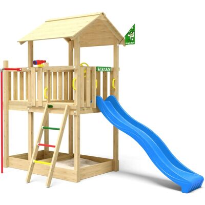 Jungle Gym Spielturm Marvel Holz Rutschstange und Rutsche Blau Jungle Gym Spielturm Marvel Holz Rutschstange und Rutsche Blau