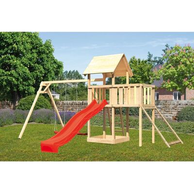 Karibu Spielturm Lotti Doppelschaukel Anbauplattform Netzrampe Rutsche Rot Karibu Spielturm Lotti Doppelschaukel Anbauplattform Netzrampe Rutsche Rot