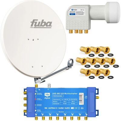 hb-digital SAT Anlage Fuba DAL 800 80cm mit Multischalter MS 5/8 und Quattro LNB Weiss hb-digital SAT Anlage Fuba DAL 800 80cm mit Multischalter MS 5/8 und Quattro LNB Weiss