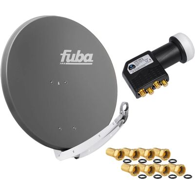 hb-digital Sat Anlage 85cm Fuba DAA 850 Aluminium Anthrazit mit Quad LNB hb-digital Sat Anlage 85cm Fuba DAA 850 Aluminium Anthrazit mit Quad LNB
